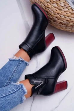 Botki Damskie Na Obcasie Sergio Leone Czarne BT537