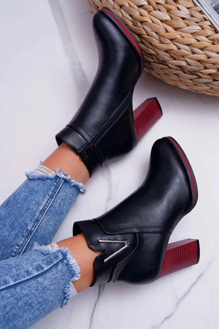 Botki Damskie Na Obcasie Sergio Leone Czarne BT537