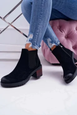 Botki Damskie Na Obcasie Sergio Leone Czarne BT702