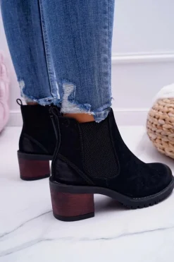 Botki Damskie Na Obcasie Sergio Leone Czarne BT702