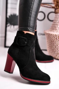 Botki Damskie Na Obcasie Sergio Leone Czarne BT533