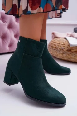 Botki Damskie Na Obcasie Sergio Leone Zielone BT522