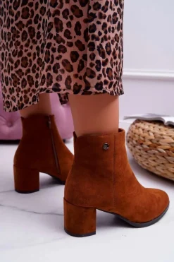 Botki Damskie Na Obcasie Sergio Leone Camel BT520