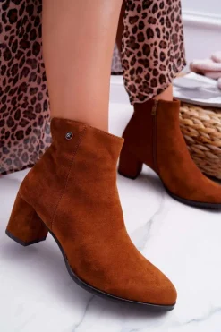 Botki Damskie Na Obcasie Sergio Leone Camel BT520