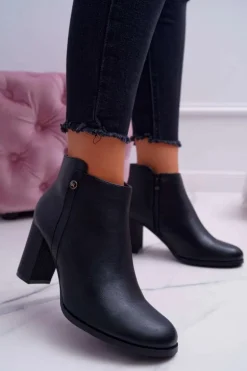 Botki Damskie Na Obcasie Sergio Leone Czarne BT518