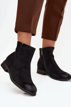 Botki Damskie Na Płaskim Obcasie Vinceza 39961 Czarne