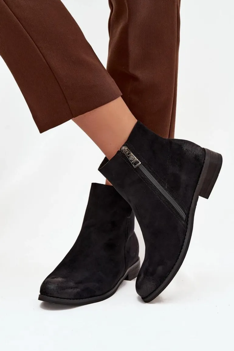 Botki Damskie Na Płaskim Obcasie Vinceza 39961 Czarne