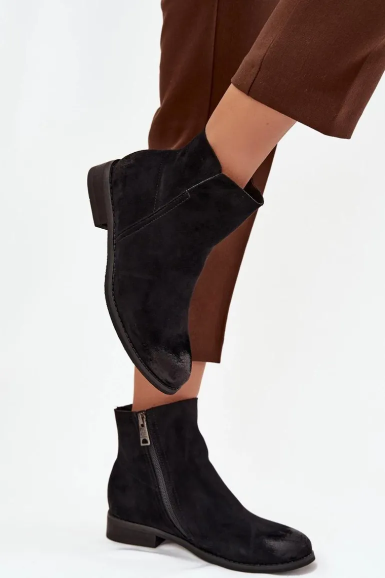 Botki Damskie Na Płaskim Obcasie Vinceza 39961 Czarne