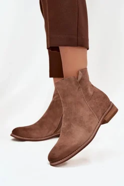 Botki Damskie Na Płaskim Obcasie Vinceza 39961 Jasnobrązowe