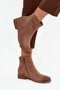 Botki Damskie Na Płaskim Obcasie Vinceza 39961 Jasnobrązowe