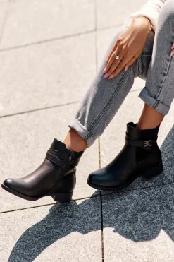 Botki Damskie Na Płaskim Obcasie Czarne Noria