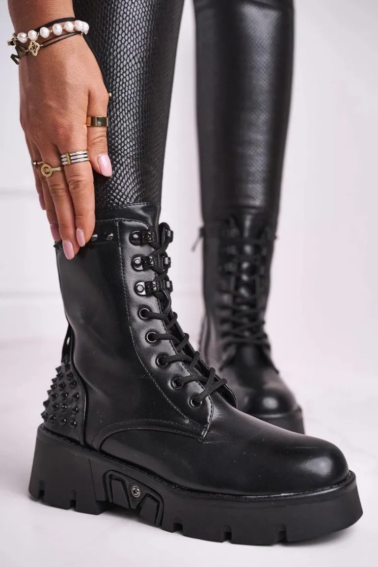 Botki Damskie Na Platformie Grunge Czarne Angels Rock