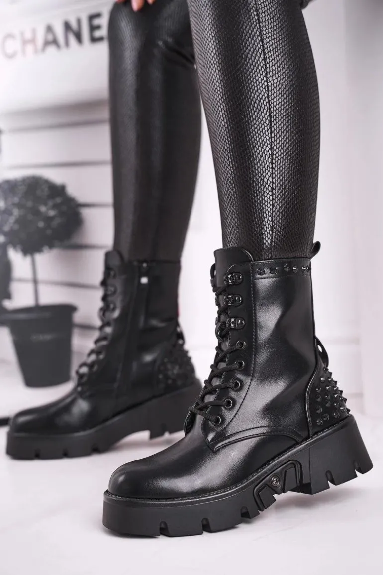 Botki Damskie Na Platformie Grunge Czarne Angels Rock