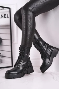 Botki Damskie Na Platformie Grunge Czarne Angels Rock