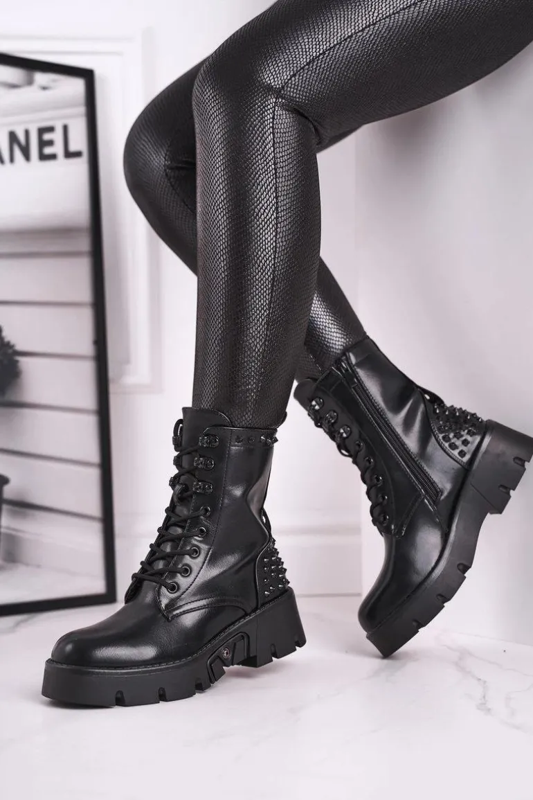 Botki Damskie Na Platformie Grunge Czarne Angels Rock