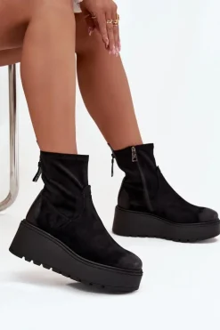 Botki Damskie Na Platformie Ocieplane Vinceza 58596 Czarne