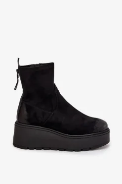 Botki Damskie Na Platformie Ocieplane Vinceza 58596 Czarne