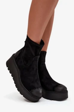 Botki Damskie Na Platformie Ocieplane Vinceza 58596 Czarne