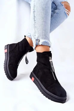 Botki Damskie Na Platformie Czarne Charlee