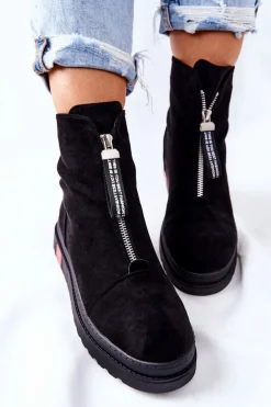 Botki Damskie Na Platformie Czarne Charlee