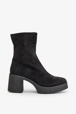 Botki Damskie Na Platformie I Masywnym Obcasie S.Barski HY42-739 Czarne