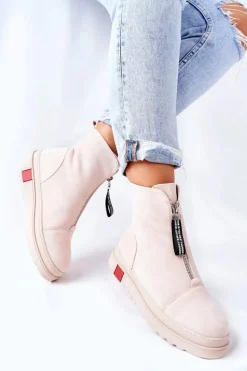 Botki Damskie Na Platformie Beżowe Charlee