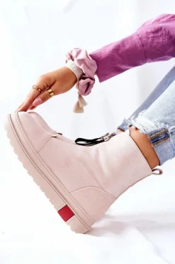 Botki Damskie Na Platformie Beżowe Charlee