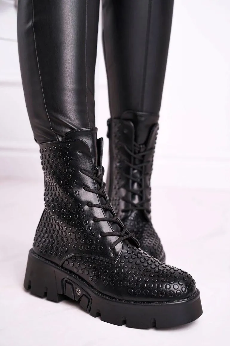 Botki Damskie Na Platformie Grunge Czarne Don't Stop