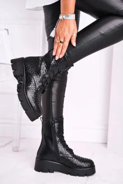 Botki Damskie Na Platformie Grunge Czarne Don't Stop