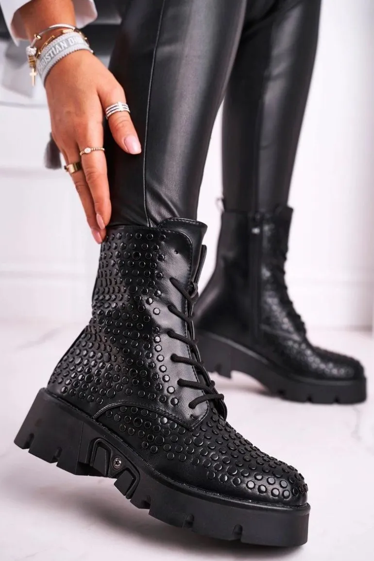 Botki Damskie Na Platformie Grunge Czarne Don't Stop