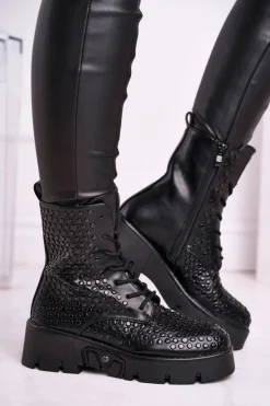 Botki Damskie Na Platformie Grunge Czarne Don't Stop