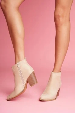 Botki Damskie Na Słupku Beżowe Elaine