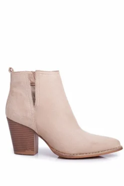 Botki Damskie Na Słupku Beżowe Elaine