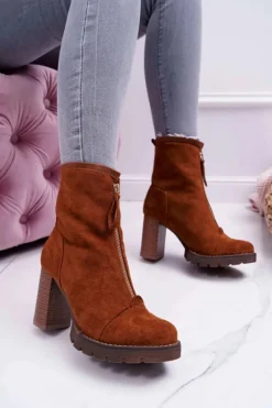 Botki Damskie Na Słupku Camel Frann