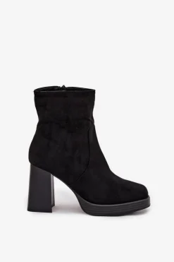 Botki Damskie Na Słupku Czarne Pavinne