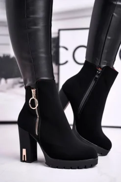 Botki Damskie Na Słupku Czarne Yris