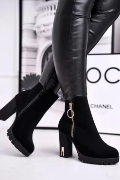 Botki Damskie Na Słupku Czarne Yris