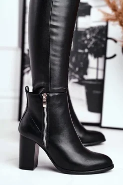 Botki Damskie Na Słupku Czarne Gloris