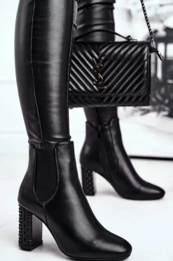 Botki Damskie Na Słupku Czarne In Your Eyes