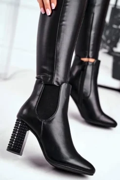 Botki Damskie Na Słupku Czarne In Your Eyes