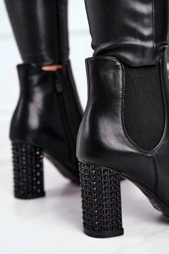 Botki Damskie Na Słupku Czarne In Your Eyes