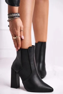 Botki Damskie Na Słupku Czarne Good Vibes
