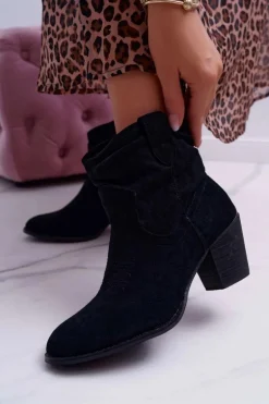 Botki Damskie Na Słupku Kowbojki Czarne Maverick