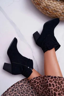 Botki Damskie Na Słupku Kowbojki Czarne Maverick