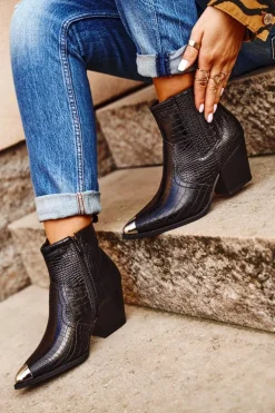 Botki Damskie Na Słupku Kowbojki Czarne Atticus