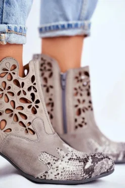 Botki Damskie Na Słupku Maciejka Wiosenne Popielate 04369-13
