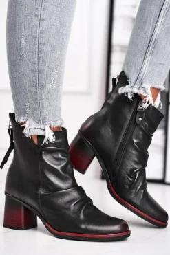 Botki Damskie Na Słupku Maciejka Czarne 04757-01