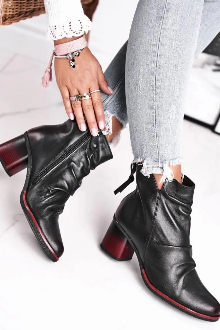 Botki Damskie Na Słupku Maciejka Czarne 04757-01