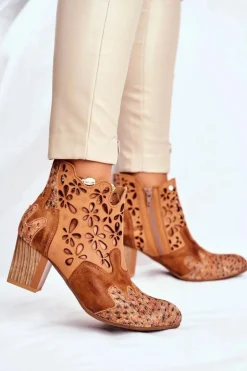 Botki Damskie Na Słupku Maciejka Wiosenne Rude 04369-29