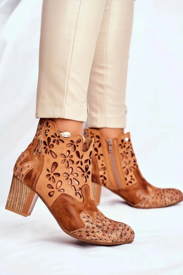 Botki Damskie Na Słupku Maciejka Wiosenne Rude 04369-29